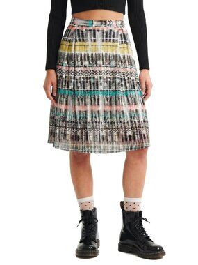 NWT Romeo & Juliet Couture Geometric Print Pleated Skirt Medium Multi Color New